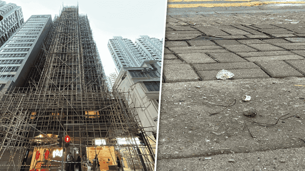北角大廈外牆維修中 石屎碎從天而降 擊中等過馬路外傭