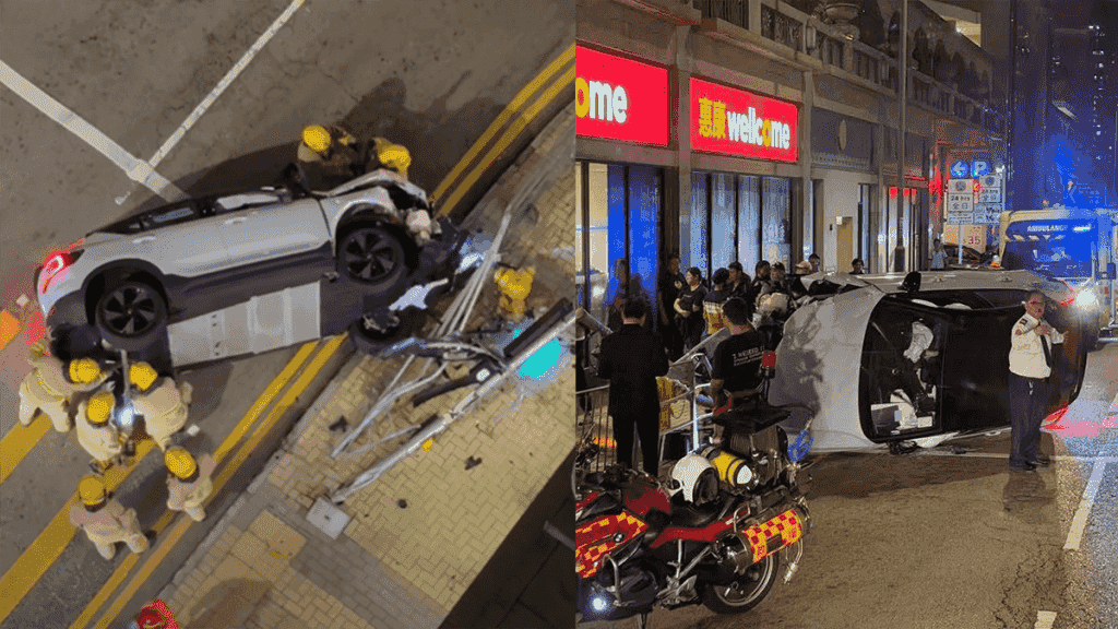 屯門兩車相撞 私家車撞攔翻側 客貨車司機受輕傷送院