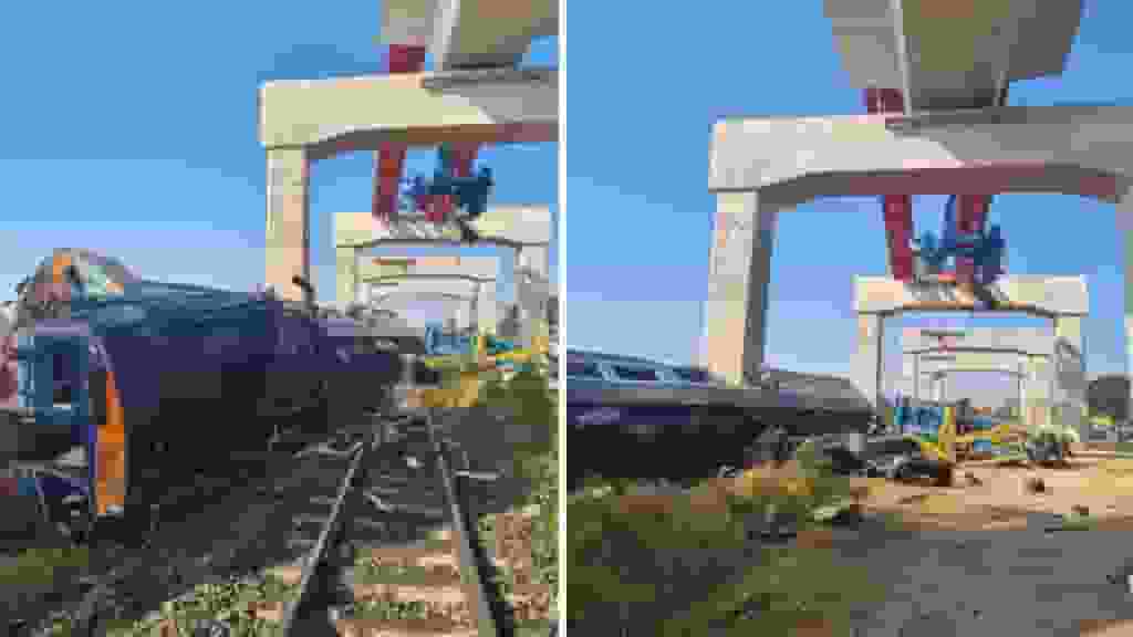 泰國在建高鐵意外—起重機高空墮下擊中行駛中火車 至少釀22死