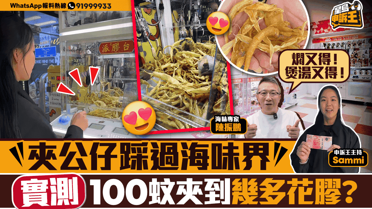 星島申訴王|元朗夾公仔機變夾鮑魚花膠 實測100元夾到幾多花膠?