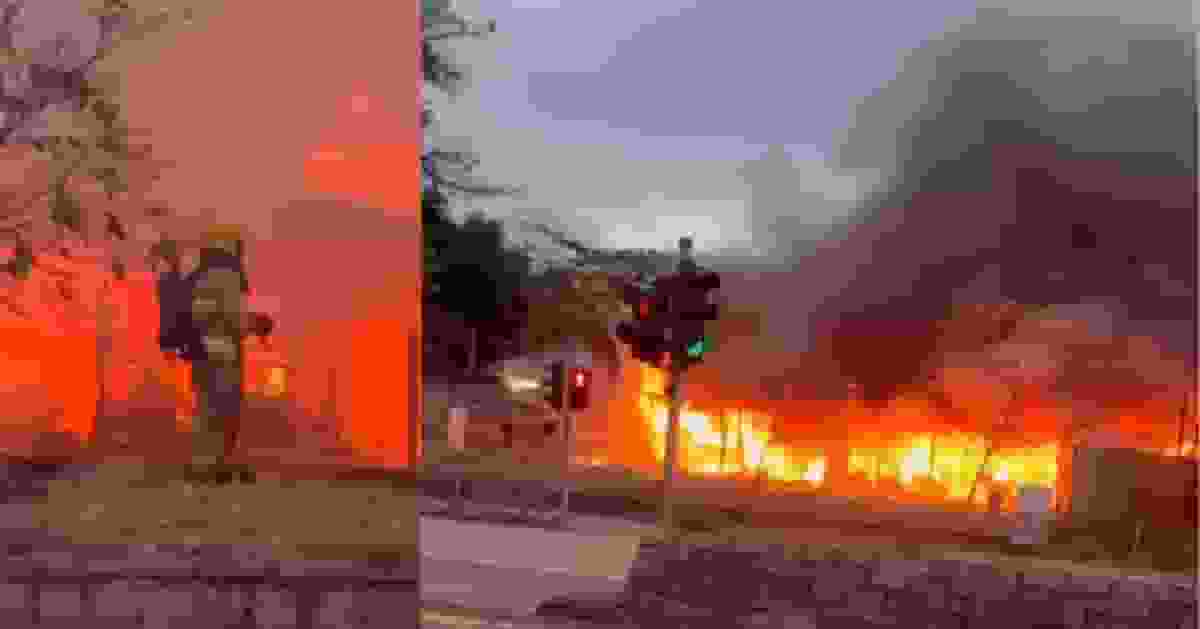 粉嶺沙頭角公路貨倉起火消防38分鐘救熄 附近護老院疏散一男一女不適