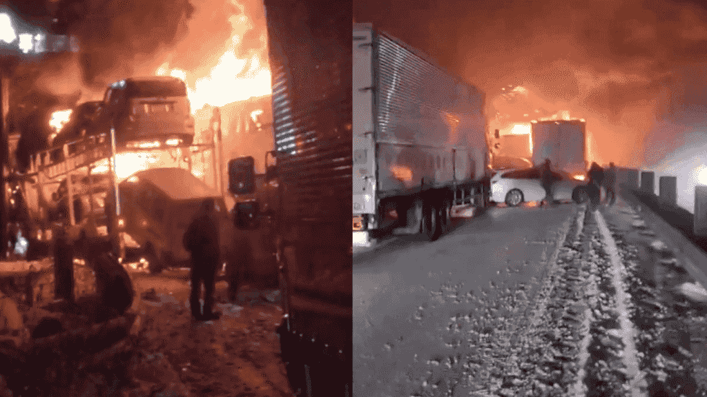 日本群馬縣30車串燒大車禍 烈燄沖天釀1死20傷 疑暴雪路面結冰引慘劇